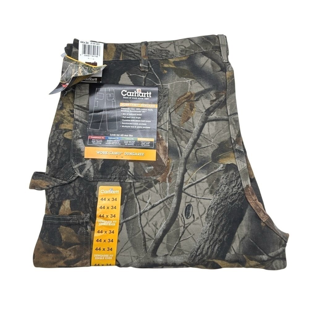 Carhartt Work Camo Dungaree Fit Pants Mens 44X34 B158 CMO Camo‎ NWT Hardwoods